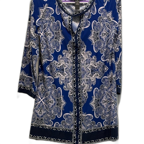 INC International Concepts Tunic Blue/White/Black Size Medium EUC - Picture 5 of 8